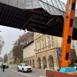 Poničená lávka Na Struze 11.11.2022