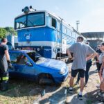 Srážka vlaku s autem při Dni železnice