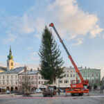 Symbol Vánoc. Třináctimetrový smrk už zdobí Krakonošovo náměstí