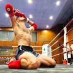 Thaiboxer Radek Horák ml. při výhře na 151. kole Národní Ligy Muaythai