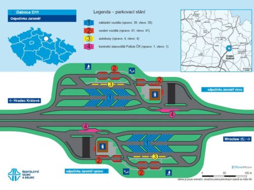 D11 rozšiřuje zázemí pro řidiče. U Jaroměře vyroste oboustranná odpočívka